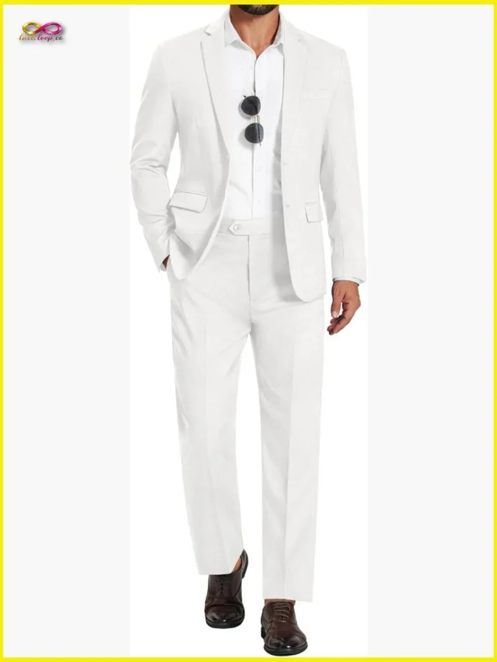 Classic Fit Two-Piece Suit Set Lightweight Polyester Professional Wedding